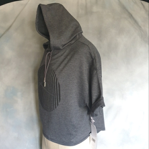 X by Gottex Wm's Grey Short Rolled Sleeve Pullover Hoodie w/ Screen Print Sz XS - Picture 14 of 16